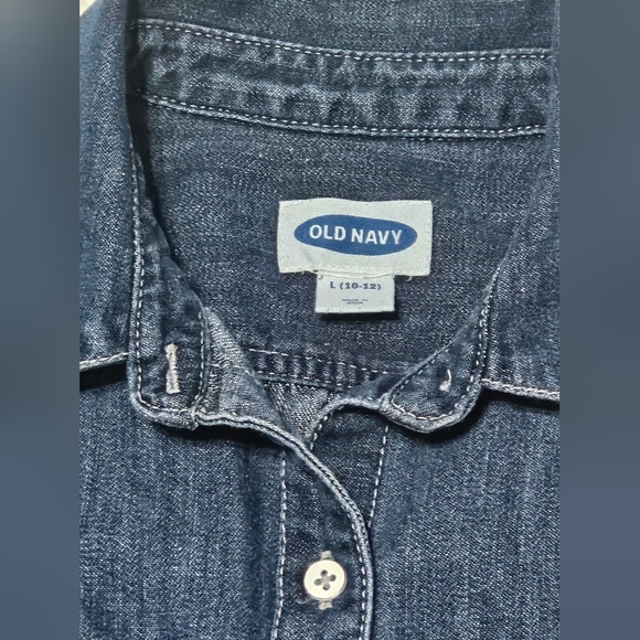 Old Navy denim belted shirtdress Girls Size L 10-12 - Picture 2 of 7